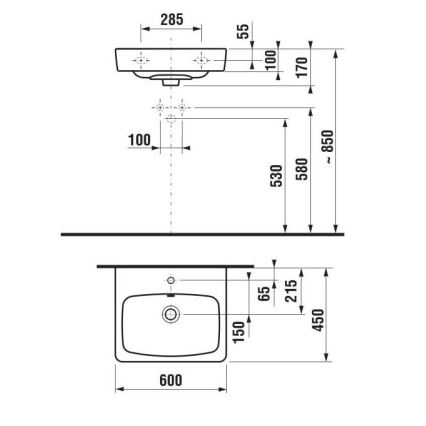 JIKA H8103820001041 - Стенна мивка LYRA 60x45 см керамика/бял