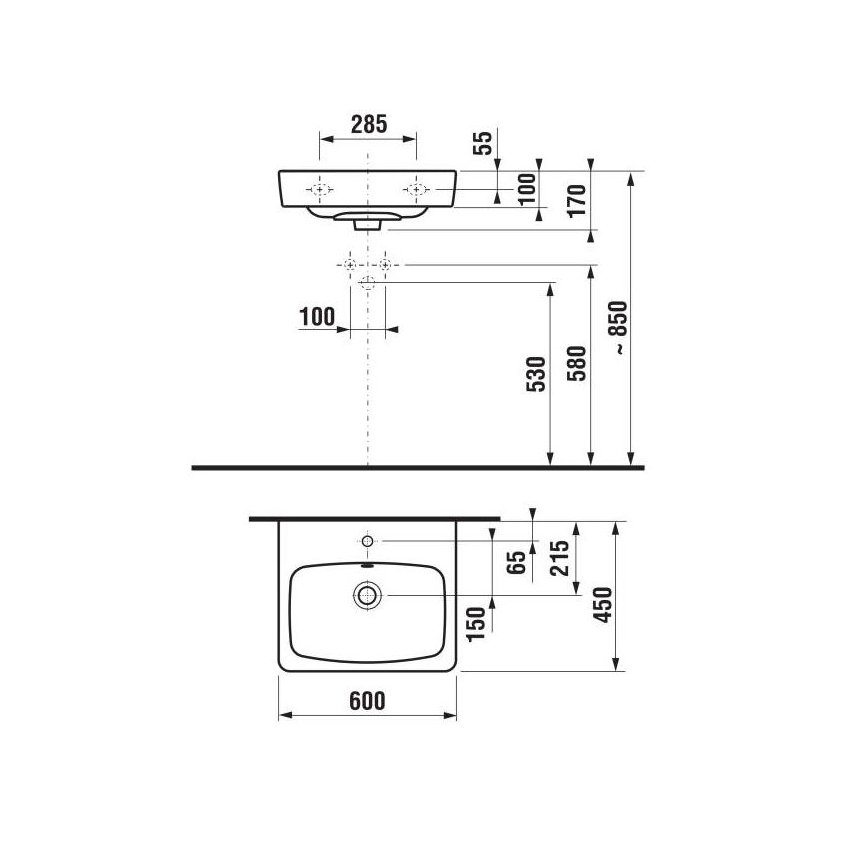 JIKA H8103820001041 - Стенна мивка LYRA 60x45 см керамика/бял