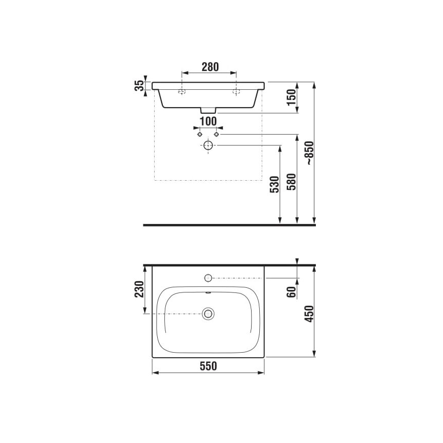 JIKA H8127120001041 - Стенна мивка MIO 55x45 см керамика/бял