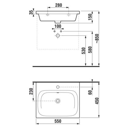 JIKA H8127127161041 - Висяща мивка MIO 55x45 см керамика/матово черно