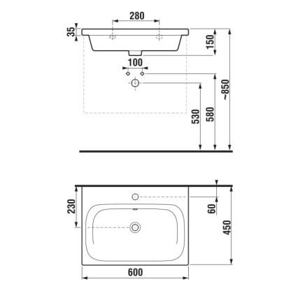 JIKA H8127130001041 - Стенна мивка MIO 60x45 см керамика/бял
