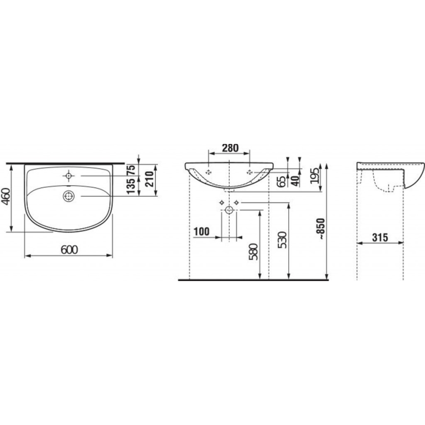JIKA H8133830001041 - Вградена мивка LYRA 60x46 см керамика/бяла