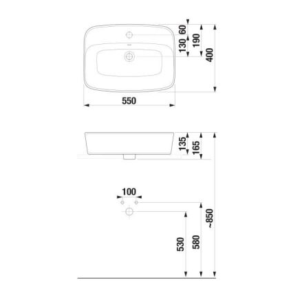 JIKA H8183820001041 - Басейн с плот LYRA 55x40 см керамика/бял