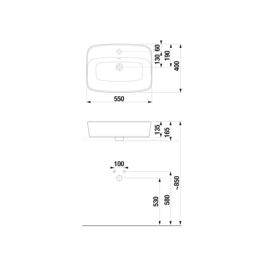 JIKA H8183820001041 - Мивка за плот LYRA 55x40 см керамика/бял цвят