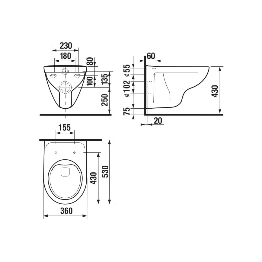 JIKA H8213840000001 - Конзолна тоалетна чиния LYRA керамика/бяла