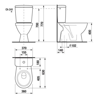 JIKA H8263860002413 - Компактна тоалетна с долно казанче LYRA керамика/бял