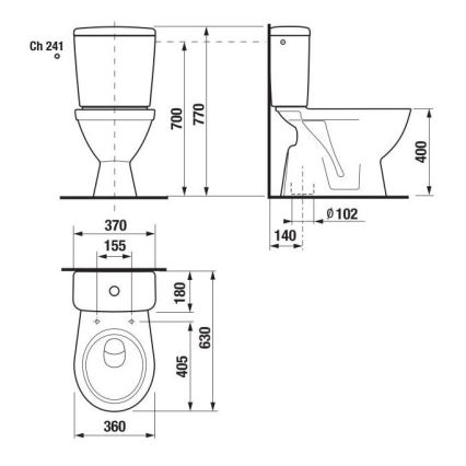 JIKA H8263870002413 - Компактна тоалетна с долно казанче LYRA керамика/бял