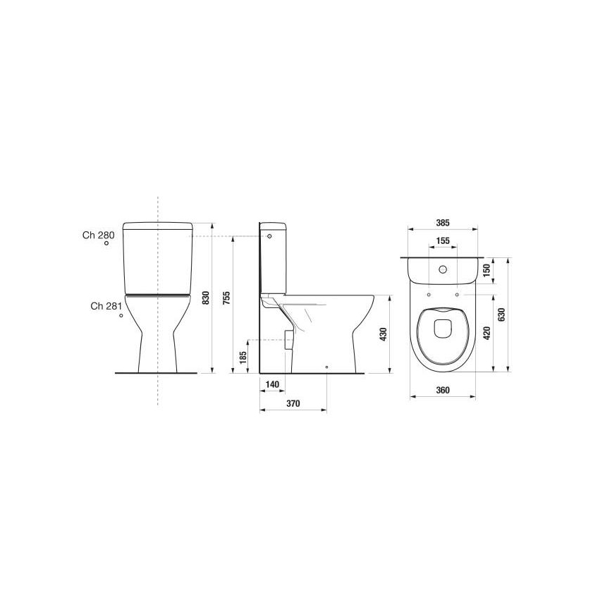 JIKA H8273860002801 - комбинирана тоалетна LYRA, керамика/бяла