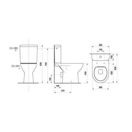 JIKA H8273860002801 - Компактна тоалетна с долно казанче LYRA керамика/бял