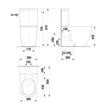 JIKA H8297120007621 - Керамично тоалетно казанче MIO, бяло