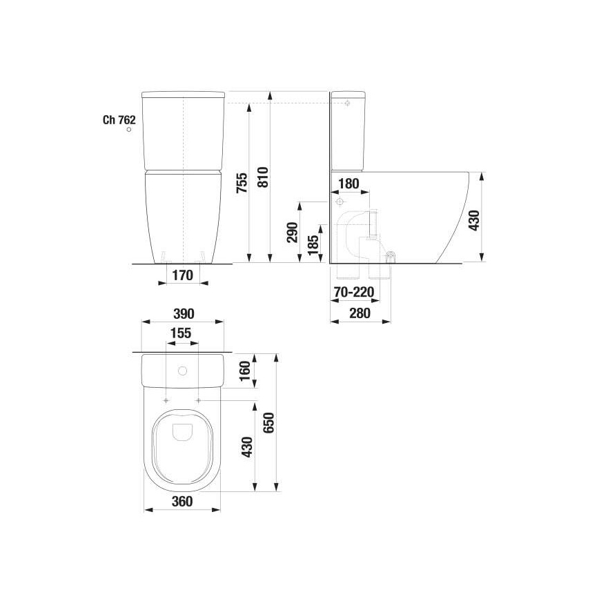 JIKA H8297120007621 - Керамично тоалетно казанче MIO, бяло