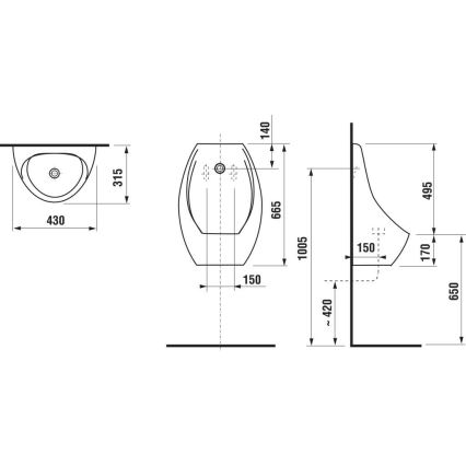 JIKA H8411010004871 - Писоар сензорен DOMINO 24V, заден вход и изход, керамика/бял