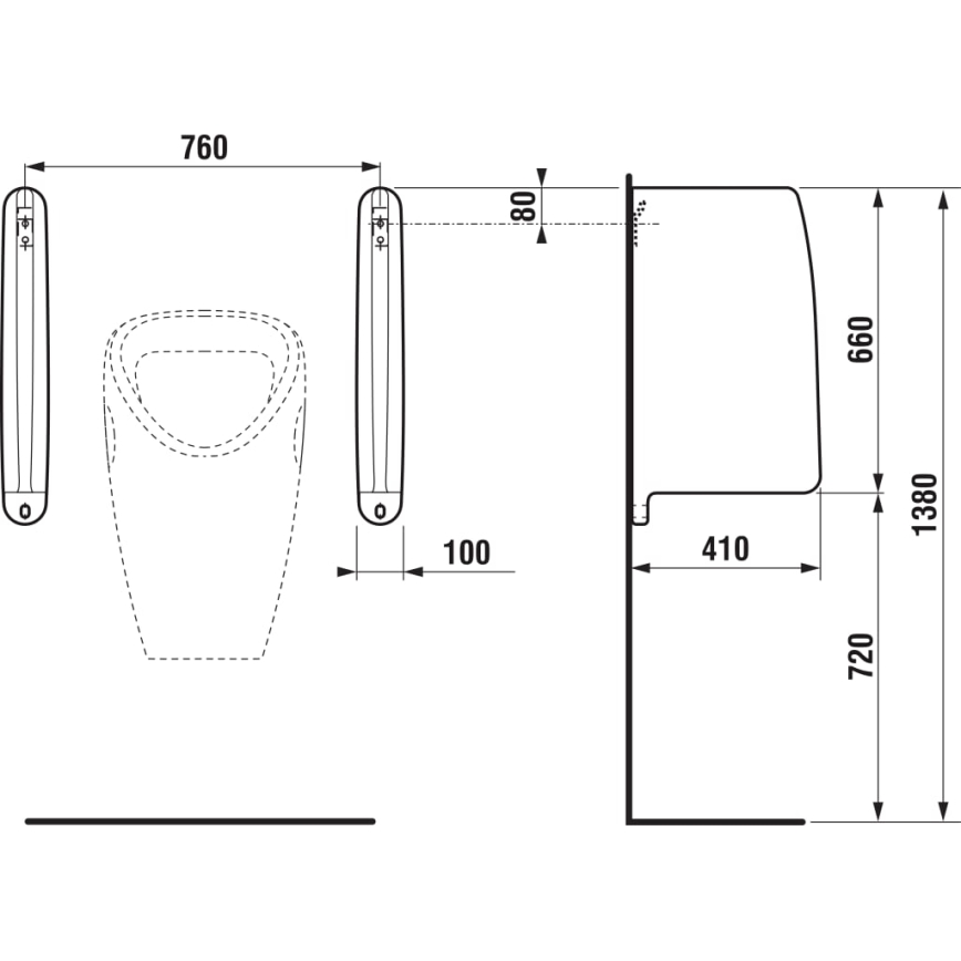 JIKA H8476010000001 - Разделителна преграда за писоар SPLIT 66x41 см керамика/бяла