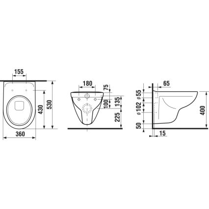 JIKA H8663810000001- Подвесна тоалетна чиния LYRA керамика/бяла + тоалетно седало LYRA дуропласт/бяла