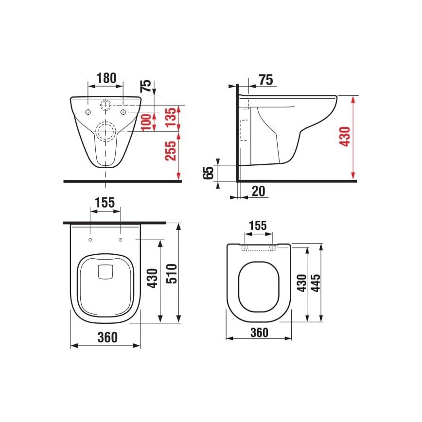 JIKA H8666140000001 - Подвесен WC DEEP керамика/бял + тоалетна седалка SoftClose DEEP дуропласт/бял