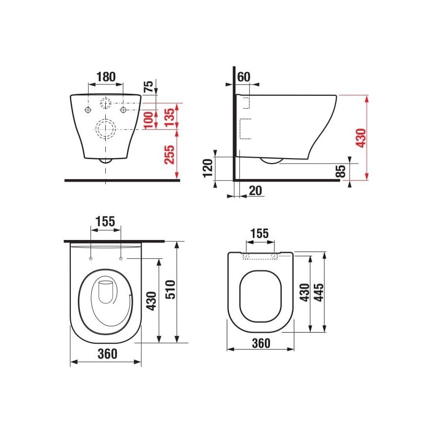 JIKA H8666180000001 - Подвесна тоалетна чиния DEEP, керамика/бяла + Тоалетна седалка SoftClose DEEP, дуропласт/бяла