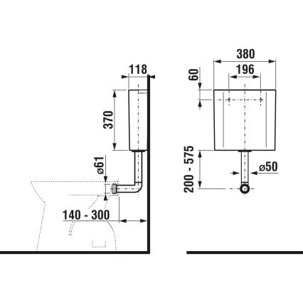 JIKA H8937100000001 - Тоалетно казанче MODUL със странично присъединяване, пластмасово, бяло