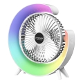 JOHNSON - LED RGB презареждаем настолен вентилатор многоцветен LED/5W/3,7V 1200 mAh пр. 14 см бял