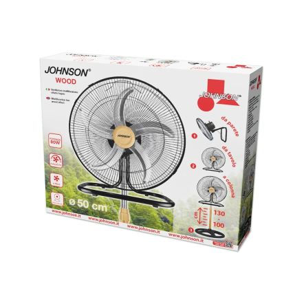 JOHNSON - Стоящ вентилатор 3 в 1 WOOD 80W/230V 130 см черен/бежов