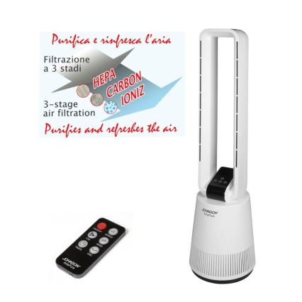 JOHNSON - Вентилатор с въздушен пречиствател и HEPA филтър ARIA PURA 90W/230V бял + дистанционно управление