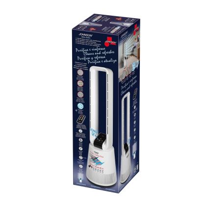 JOHNSON - Вентилатор с въздушен пречиствател и HEPA филтър ARIA PURA 90W/230V бял + дистанционно управление