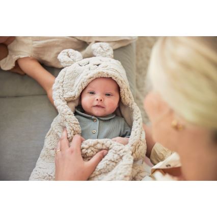 Jollein - Одеяло за повиване fleece Bunny 100x105 см нуга