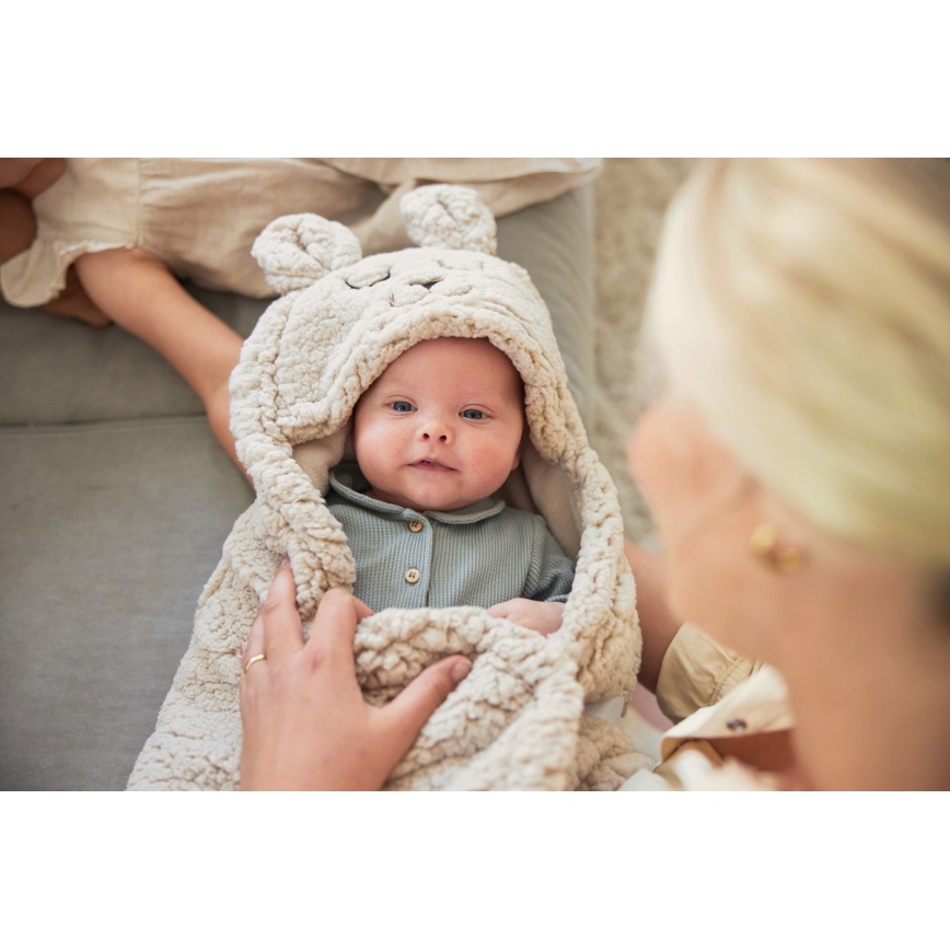 Jollein - Одеяло за повиване fleece Bunny 100x105 см нуга