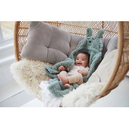 Jollein - Одеяло за повиване fleece Bunny 100x105 см пепеливо зелен