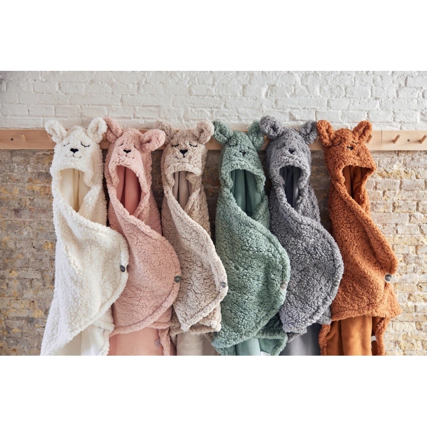 Jollein - Одеяло за повиване fleece Bunny 100x105 см пепеливо зелен