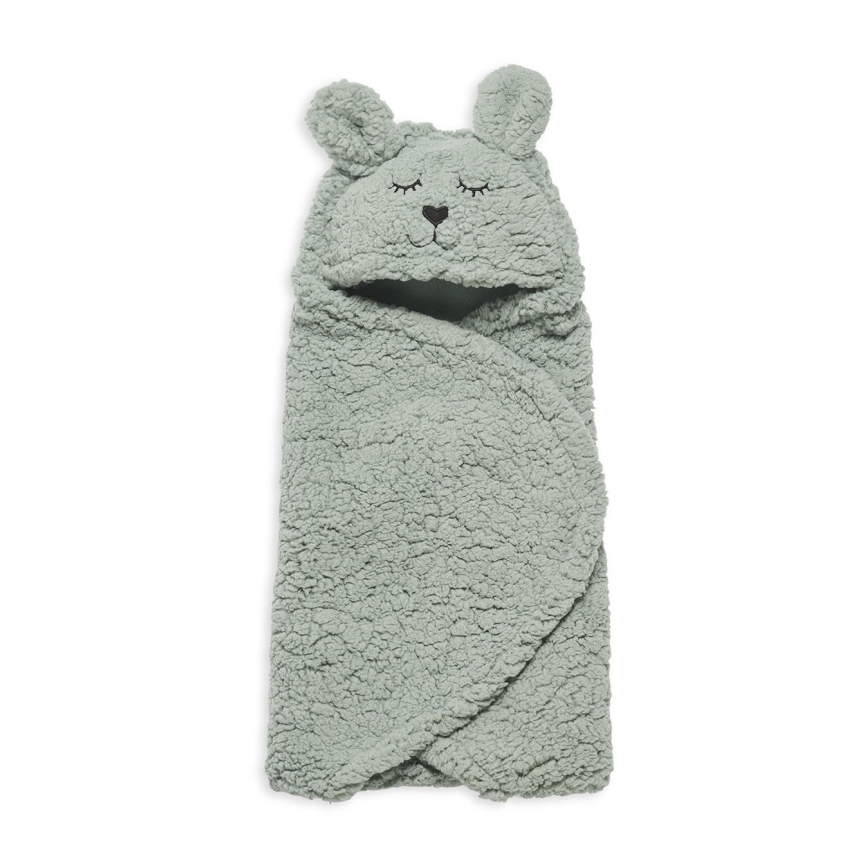 Jollein - Одеяло за повиване fleece Bunny 100x105 см пепеливо зелен