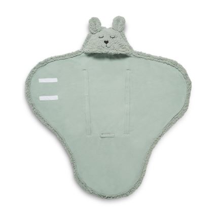 Jollein - Одеяло за повиване fleece Bunny 100x105 см пепеливо зелен
