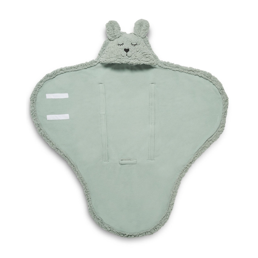 Jollein - Одеяло за повиване fleece Bunny 100x105 см пепеливо зелен