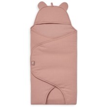 Jollein - Памучно одеяло за повиване BASIC STRIPE 100x105 см розово дърво