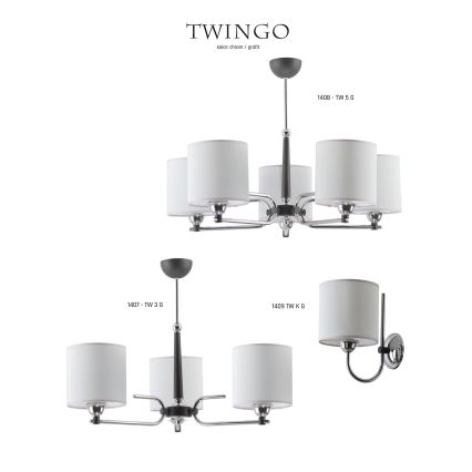 Jupiter 1408 - TW 5 G - Полилей на пръчка TWINGO 5xE27/60W/230V