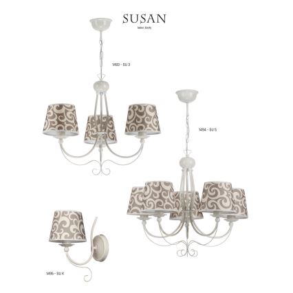 Jupiter 1494 - Полилей на верижка SUSAN 5xE27/60W/230V