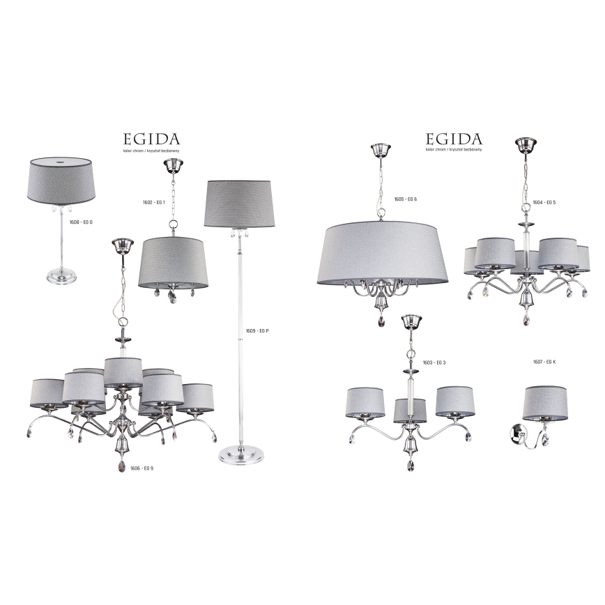 Jupiter 1609 - EG P CH - Кристален лампион EGIDA 3xE27/60W/230V