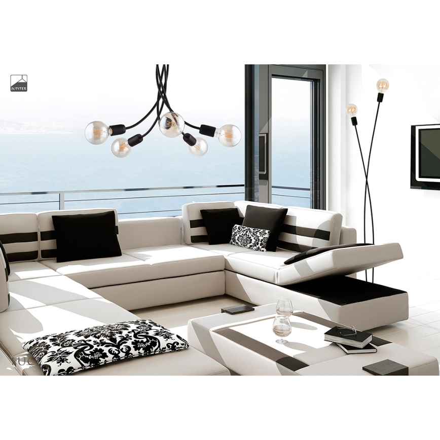 Jupiter 1640 - Полилей на пръчка LUCE 5xE27/60W/230V черна