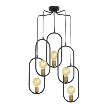 Jupiter 1819 - PI5 E27 - Полилей на въже PONTI 5xE14/40W/230V черна