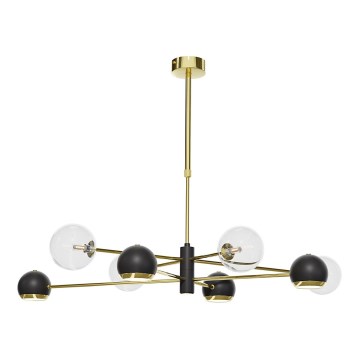 Jupiter 1973 - Висящ полилей MOKA 4xGU10/10W/230V + 4xG9/10W/230V златист/черен/прозрачен