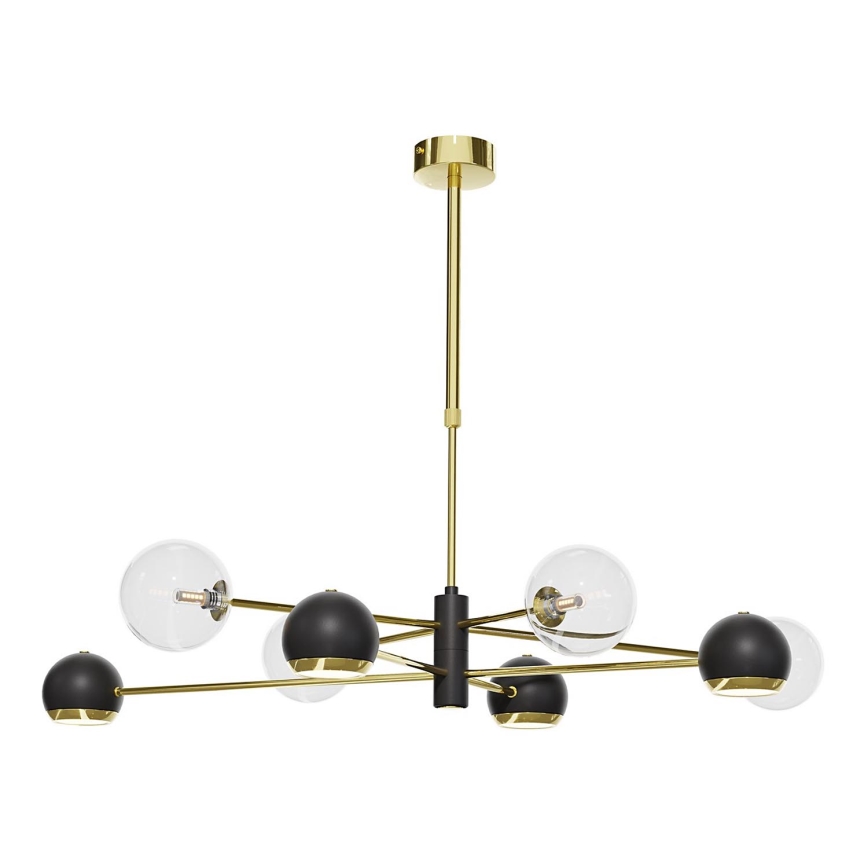 Jupiter 1973 - Висящ полилей MOKA 4xGU10/10W/230V + 4xG9/10W/230V златист/черен/прозрачен