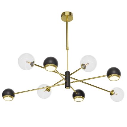 Jupiter 1973 - Висящ полилей MOKA 4xGU10/10W/230V + 4xG9/10W/230V златист/черен/прозрачен