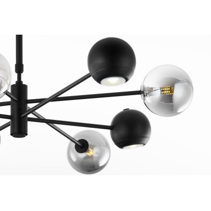 Jupiter 1975 - Висящ полилей MOKA 4xGU10/10W/230V + 4xG9/10W/230V черен/лъскав хром