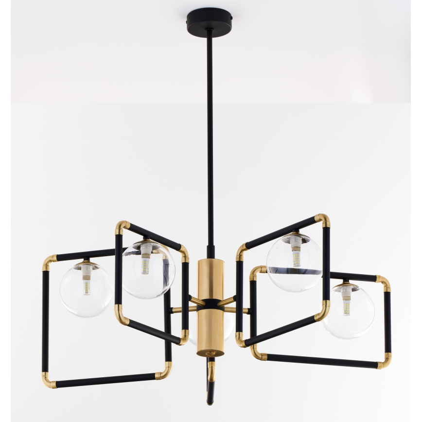 Jupiter 1985 - Висящ полилей IBRA 5xG9/10W/230V черен/златист