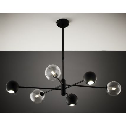 Jupiter 1995 - Висящ полилей MOKA 3xGU10/10W/230V + 3xG9/10W/230V черен/прозрачен