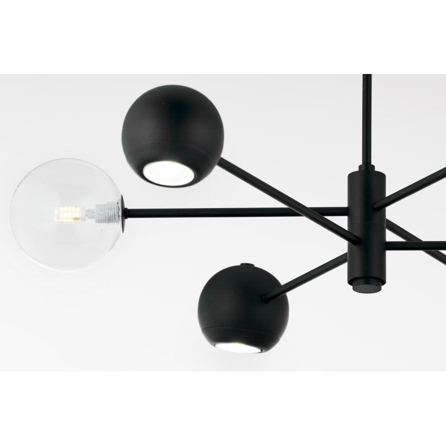 Jupiter 1995 - Висящ полилей MOKA 3xGU10/10W/230V + 3xG9/10W/230V черен/прозрачен
