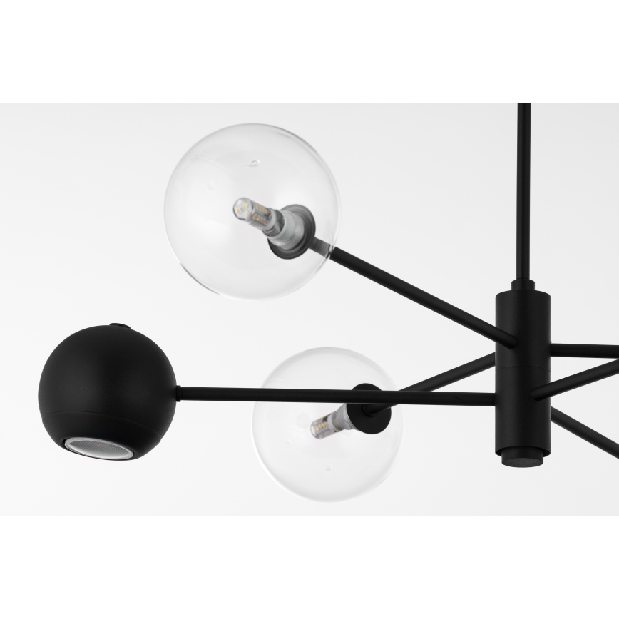 Jupiter 1995 - Висящ полилей MOKA 3xGU10/10W/230V + 3xG9/10W/230V черен/прозрачен