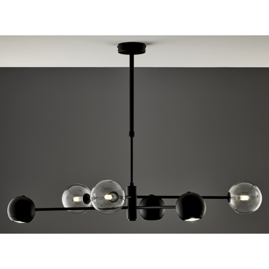 Jupiter 1995 - Висящ полилей MOKA 3xGU10/10W/230V + 3xG9/10W/230V черен/прозрачен