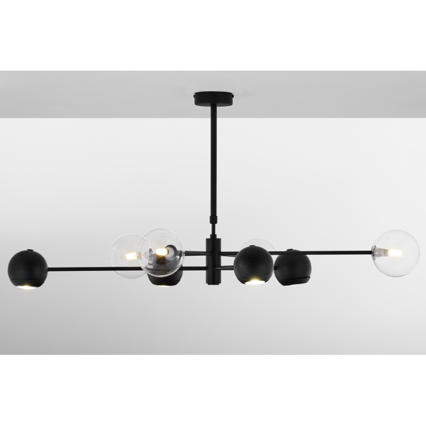 Jupiter 1996 - Висящ полилей MOKA 4xGU10/10W/230V + 4xG9/10W/230V черен/прозрачен