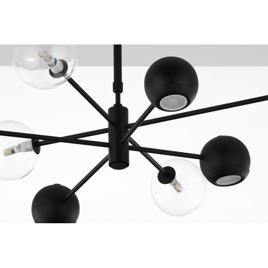 Jupiter 1996 - Висящ полилей MOKA 4xGU10/10W/230V + 4xG9/10W/230V черен/прозрачен