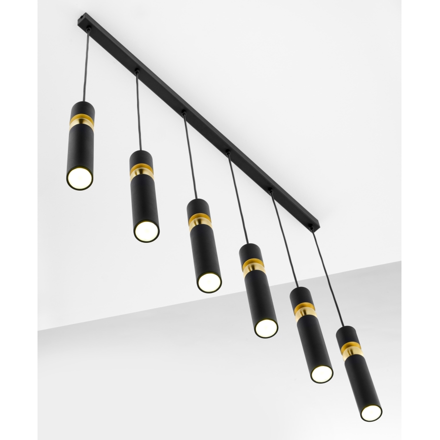 Jupiter 2005 - Пендел ALAS 6xGU10/10W/230V черен/златист